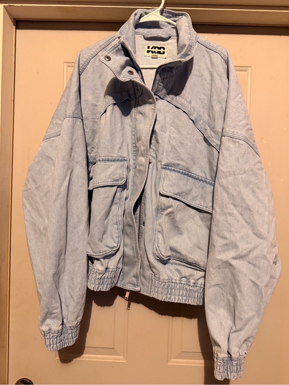 KBB by Kahlana Light Wash Denim Bomber Jacket